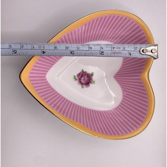 Royal Albert Sweet Stripe Candy Collection Heart Dish Used - Picture 15 of 16